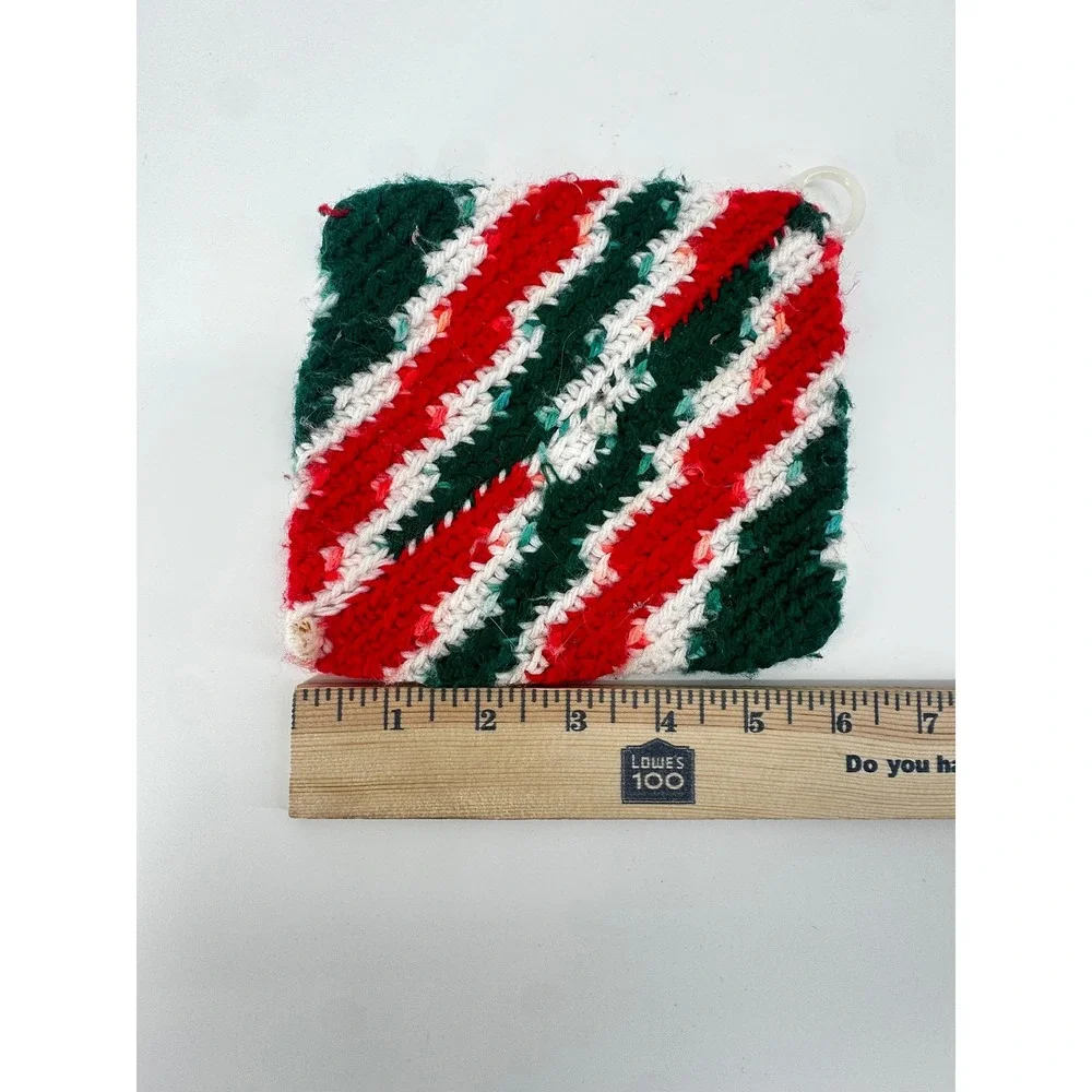 Vintage Christmas Stockings Quilted Red Green Wreath Towel Pot Holder Bundle 4pc